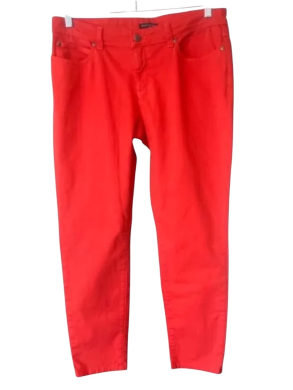 Eileen Fisher Organic Cotton Straight Leg Ankle Jeans Orange Red Size 10